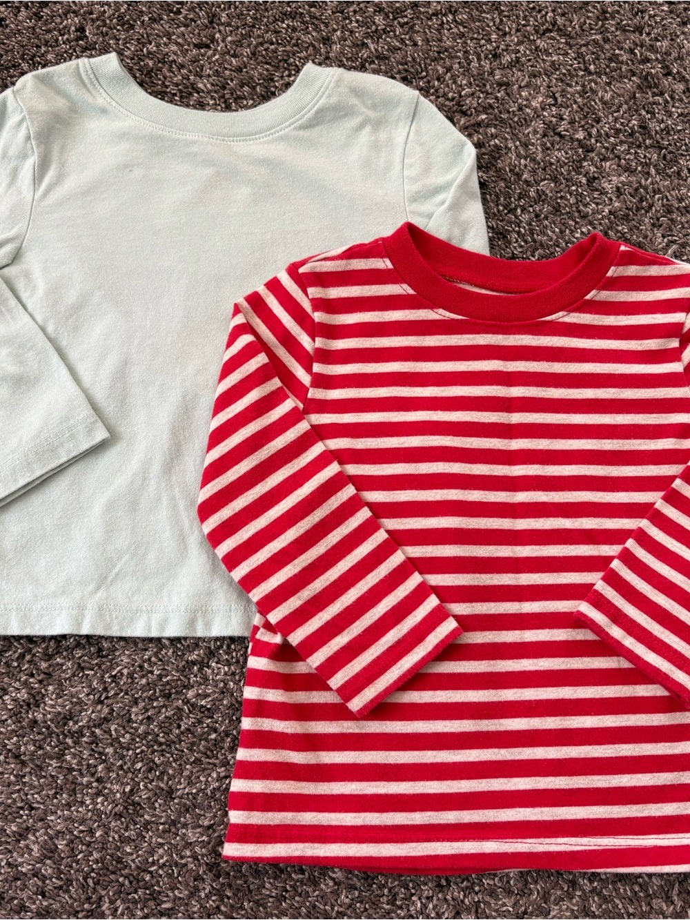 Bundle of 2 Long Sleeve Tees - Cat & Jack Light Blue and Garanimals Red Striped
